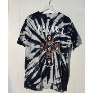 Guns N Roses Cross Tie Dye Band T-Shirt Black White Size Large